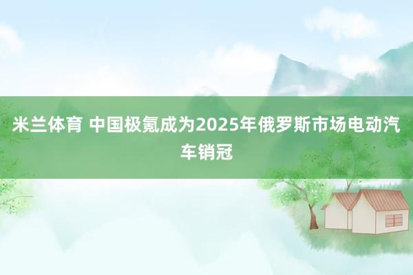 米兰体育 中国极氪成为2025年俄罗斯市场电动汽车销冠