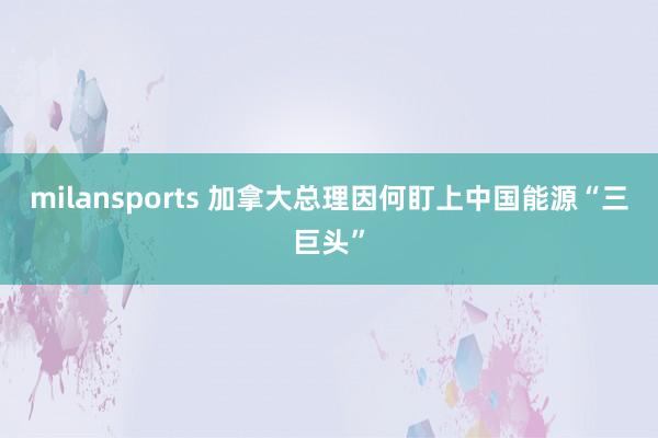 milansports 加拿大总理因何盯上中国能源“三巨头”