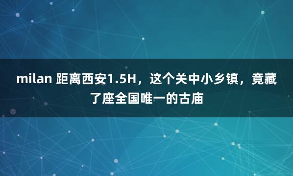 milan 距离西安1.5H，这个关中小乡镇，竟藏了座全国唯一的古庙