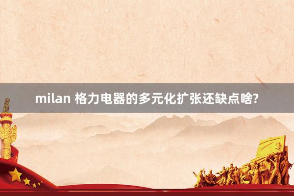 milan 格力电器的多元化扩张还缺点啥?
