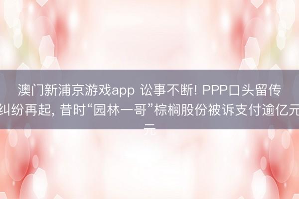 澳门新浦京游戏app 讼事不断! PPP口头留传纠纷再起, 昔时“园林一哥”棕榈股份被诉支付逾亿元